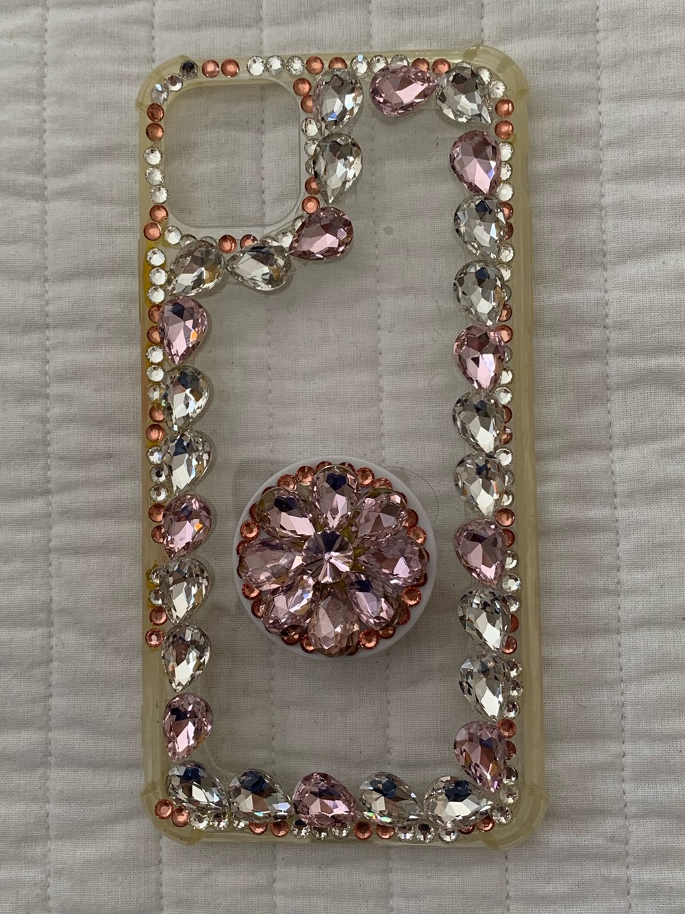 Pink Crystal Bejeweled Phone Case with PopSocket - IPhone 11